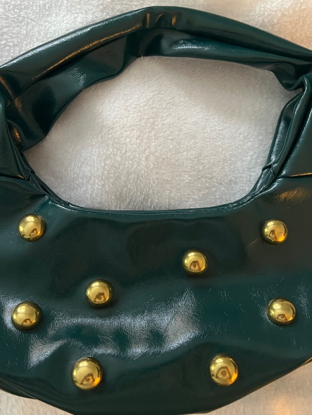 ZARA Emerald Green Shoulder Bag with Gold Studs